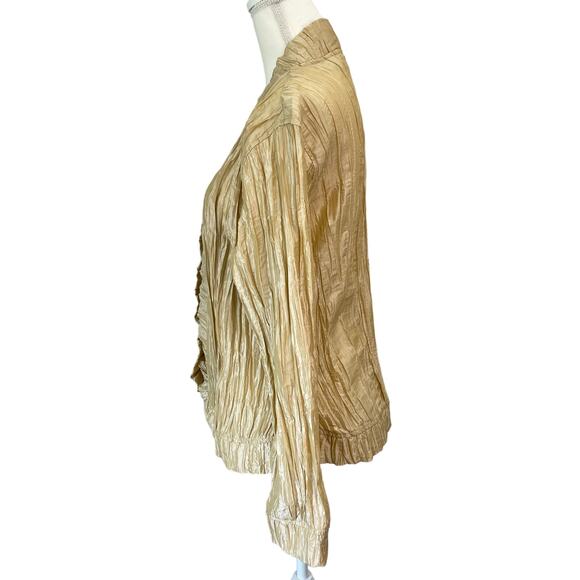 CHICO'S Royal Ruffle Rhea Gold Stardust Jacket US 12 Yellow Gold - Picture 4 of 8